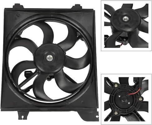 Radiator Cooling Fan Assembly Compatible with 2006-2011 for Kia for Rio 1.6L 2006-2011 for Kia for Rio5 1.6L, Black Radiator Fan Direct Fit Replacement for Engine Cooling Fan in Saudi Arabia