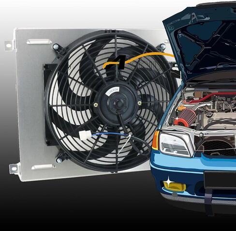 Aluminum shroud fan For 1963-1970 69 Ford FAIRLANE Mustang FALCON Electric Fan with Thermostat Temperature Relay Kit in Kuwait