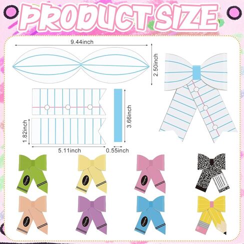 Pastel Bow Classroom Decor Paper Bow Bulletin Board End of Year Classroom Door Decor Pencil Crayon Coquette Teacher Banner for Bulletin Board Graduation Chalkboard Decors(54 Pcs,Pastel) in Saudi Arabia