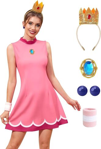 For G and PL Women's Princess Tennis Dress Cospaly Costume with Tiara Earrings Wristband Set for Adults in Saudi Arabia