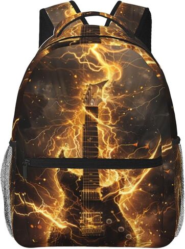 Electric Guitar Backpack Gifts for Girls Boys Kids Teens, Travel Backpacks Laptop Rucksack, Bookbag, Rock Music Lightning Back Pack Accessories Bags for School, Work, Outdoor Adventures in Saudi Arabia