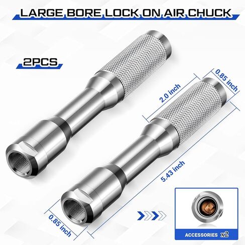 عبوتان من قفل التجويف الكبير على ظرف الهواء مع خيط أنثى 1/4 Npt، مستقيم للإطارات مع صمامات كبيرة وفائقة التجويف للشاحنات على الطرق الوعرة والمعدات الثقيلة in Kuwait