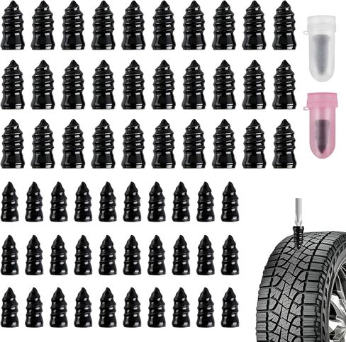 طقم أظافر مطاطي لإصلاح الإطارات 60 قطعة، سدادات إطارات من نوع المسمار للخدمة الذاتية مع مفك براغي، سدادات براغي في الإطارات ومجموعة سدادات الإطارات للسيارة والشاحنات والدراجات النارية وإصلاح ثقب إطارات الجرارات in Kuwait