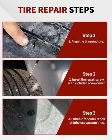 طقم أظافر مطاطي لإصلاح الإطارات 60 قطعة، سدادات إطارات من نوع المسمار للخدمة الذاتية مع مفك براغي، سدادات براغي في الإطارات ومجموعة سدادات الإطارات للسيارة والشاحنات والدراجات النارية وإصلاح ثقب إطارات الجرارات in Kuwait