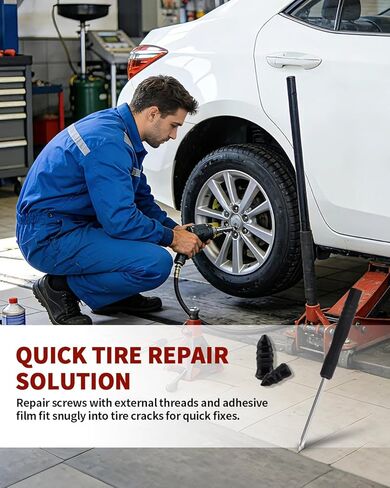 طقم أظافر مطاطي لإصلاح الإطارات 60 قطعة، سدادات إطارات من نوع المسمار للخدمة الذاتية مع مفك براغي، سدادات براغي في الإطارات ومجموعة سدادات الإطارات للسيارة والشاحنات والدراجات النارية وإصلاح ثقب إطارات الجرارات in Kuwait