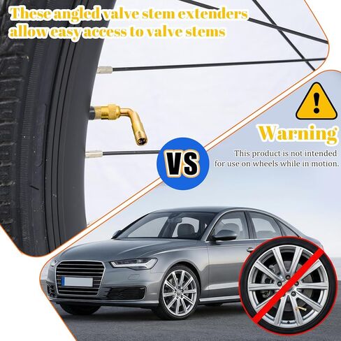 4 Pack Valve Stem Extension, 90 Degree Schrader Tire Valve Extension 90 Degree Universal Stem Extensions Brass Tire Extensions Adaptors for Dual Wheels Passenger Cars, Bicycles and Trailers in Kuwait