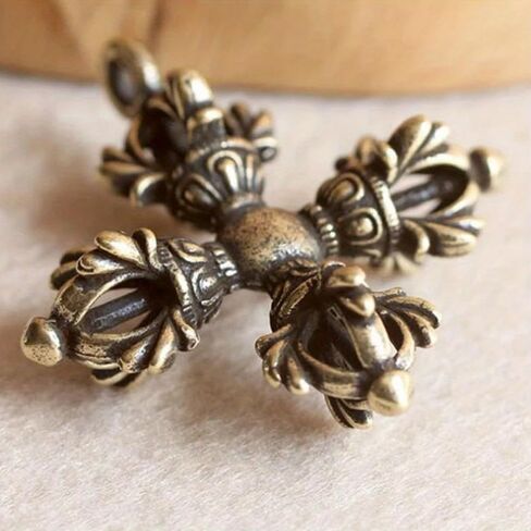2Pcs Cross Vajra Brass Car Key Chain Pendant Buddhism Dharma Handmade Woven Lanyard Bodhi Beads Motorcycle Keychain Rope Hangings in Saudi Arabia