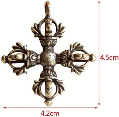 2Pcs Cross Vajra Brass Car Key Chain Pendant Buddhism Dharma Handmade Woven Lanyard Bodhi Beads Motorcycle Keychain Rope Hangings in Saudi Arabia