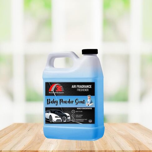 Air Freshener Baby Powder Scent and Odor Eliminator Premium Smell Fragrance Professional Car Wash & Detailer Grade Half Gallon (64 oz) USA Made in Kuwait