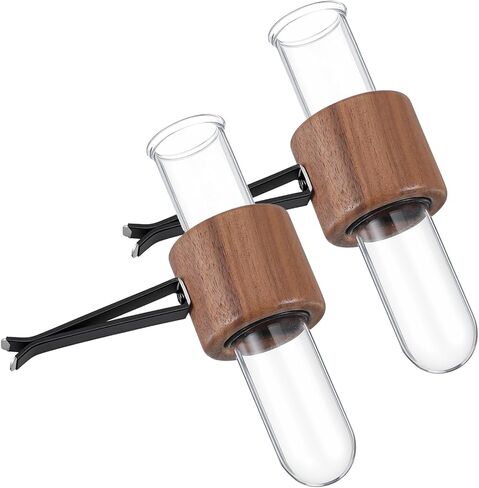 2 Pcs Round Car Propagation Vase Vent Clip Mini Car Flower Vase Clip Holder Car Vase Vent Clip Plant Holder with Glass Tube Car Interior Decor for Women in Saudi Arabia