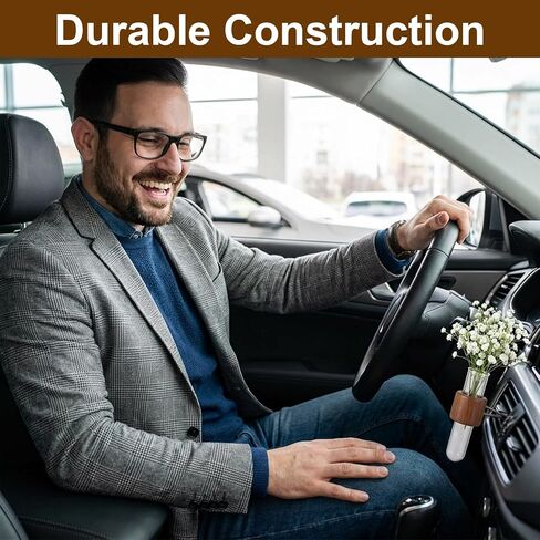 2 Pcs Round Car Propagation Vase Vent Clip Mini Car Flower Vase Clip Holder Car Vase Vent Clip Plant Holder with Glass Tube Car Interior Decor for Women in Saudi Arabia