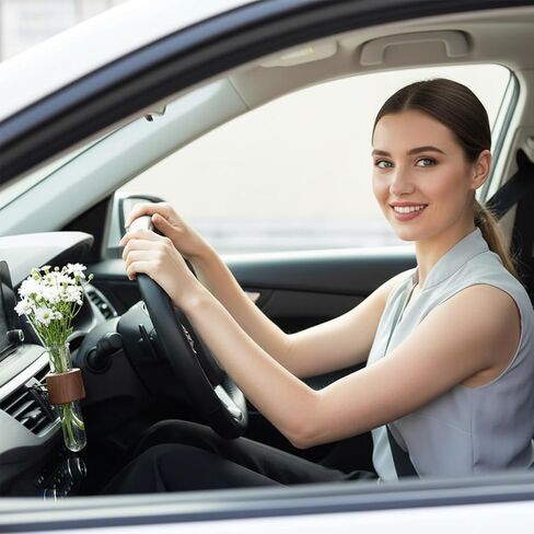 2 Pcs Round Car Propagation Vase Vent Clip Mini Car Flower Vase Clip Holder Car Vase Vent Clip Plant Holder with Glass Tube Car Interior Decor for Women in Saudi Arabia