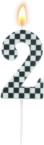 Racing Cars Themed Birthday Candle, Checkered Flag Number 3 Candle, Birthday Decorations Black & White Cake Topper for Boys Racing Cars Themed Birthday Party Decorations(Number 3) in Saudi Arabia