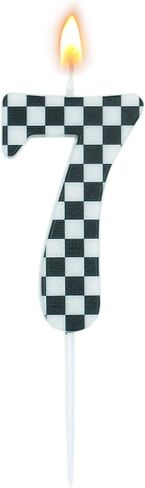 Racing Cars Themed Birthday Candle, Checkered Flag Number 3 Candle, Birthday Decorations Black & White Cake Topper for Boys Racing Cars Themed Birthday Party Decorations(Number 3) in Saudi Arabia