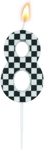 Racing Cars Themed Birthday Candle, Checkered Flag Number 3 Candle, Birthday Decorations Black & White Cake Topper for Boys Racing Cars Themed Birthday Party Decorations(Number 3) in Saudi Arabia
