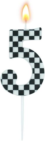 Racing Cars Themed Birthday Candle, Checkered Flag Number 3 Candle, Birthday Decorations Black & White Cake Topper for Boys Racing Cars Themed Birthday Party Decorations(Number 3) in Saudi Arabia