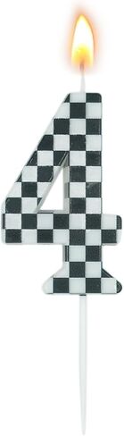 Racing Cars Themed Birthday Candle, Checkered Flag Number 3 Candle, Birthday Decorations Black & White Cake Topper for Boys Racing Cars Themed Birthday Party Decorations(Number 3) in Saudi Arabia