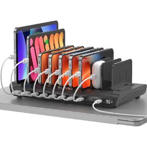 Unitek Charging Station for Multiple Devices, USB Charging Dock with Adjustable Dividers, QC 3.0 and SmartIC, iPhone, iPad, Tablet Organizer Stand-(UL Certified) in Kuwait