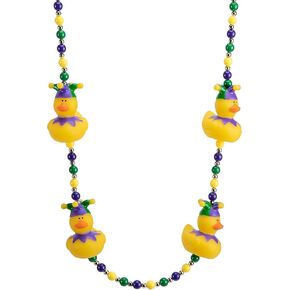 Wehhbtye 2 Pcs Mardi Gras Rubber Duck Beads Necklace, Mardi Gras Jester Ducks Beads Necklace, Purple Gold Green Beaded Duck Necklaces for Carnival New Orleans Parade Party Costume Accessories in Kuwait