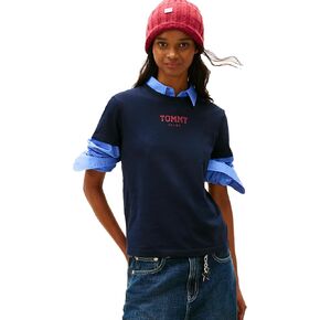 Tommy Jeans Women's Short Sleeve Essential Cotton Graphic T-Shirt with Printed Logo in Kuwait