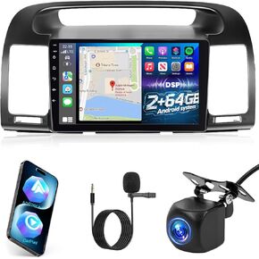ستيريو سيارة Android 13 لسيارة Toyota Camry 2000 2001 2002 2003 2004 2005 2006 - [2+64G] راديو كامري بشاشة لمس 9 بوصة - Carplay لاسلكي وAndriod Auto - EQ، وصلة مرآة، واي فاي + كاميرا احتياطية AHD + ميكروفون in Kuwait
