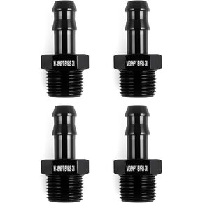 1/8" NPT Male to 3/8" Hose Barb Fitting Adapter Straight Aluminum Black 4Pcs in Saudi Arabia