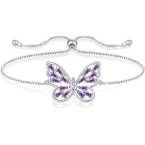 STARCHENIE Butterfly Bracelet for Women 925 Sterling Silver Birthstone Butterfly Bracelets Jewelry Gift with Adjustable Chain in Kuwait
