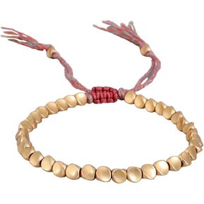 سوار خرز من النحاس التبتي مصنوع يدويًا من CHICIEVE، سوار بوذي محظوظ مقاس قابل للتعديل مع شرابات للنساء والرجال هدايا الصداقة in Kuwait