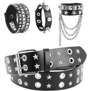 Y2k Belt with Bracelet, 5Pcs Gothic Punk Rock Accessories for Women Men, Aesthetic Set for Grunge Costumes in Kuwait