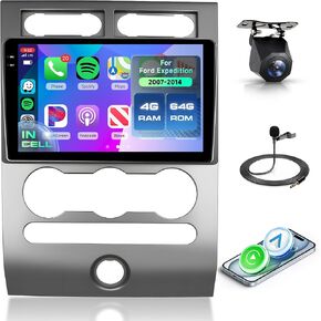 4+64G Android Car Stereo for Ford Expedition 2007-2014 (Manual A/C) Wireless Carplay Android Auto Car Radio, 9’’ Touch Screen Head Unit with Mirror Link WiFi GPS Bluetooth FM/RDS EQ Backup Camera SWC in Saudi Arabia