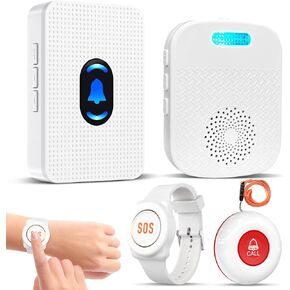 Daytech Wireless Caregiver Pager for Elderly Monitor/Seniors/Patient/Disabled at Home Nurse Alert System 300+ Feet 2 Portable/Vibration Receiver & 1 Call Button & 1 Alert Watch in Kuwait