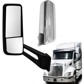 Door Mirror Chrome fit for 2013-2022 Peterbilt 579 Truck Right Passenger Side Power Heated Mirrors in Kuwait