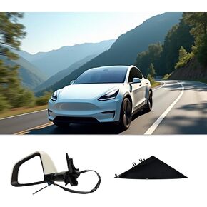 Black Right Passenger Side Mirror Replacement for Tesla Model Y 2021-2024 13-pin With Memory Recall/Power Folding/Heated Glass/Power Adjusted。 Replacement for 1594112-00-C, 1495594-00-A。 in Kuwait