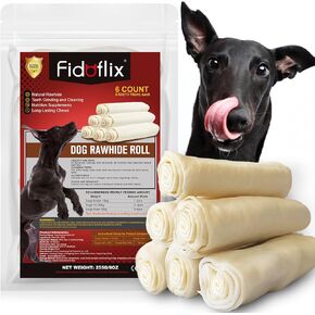 Dog Rawhide Rolls,Long Lasting Rawhide Sticks Rawhide Chews,Natural Beef Hide Dog Treats,5-6 Inch Single Ingredient Dog Rawhide Bones for Midium Large Dogs (6 Pack) in Saudi Arabia