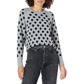Cable Stitch Women's Polka Dot/Checkered Pattern Sweater - Raglan Long Sleeve Crewneck Pullover Top in Saudi Arabia