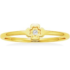 1mm Clover Rings for Women Men, 18k Gold Plated Titanium Cubic Zirconia Minimalist Fashion Dainty Ring in Kuwait