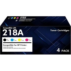 218A Toner Cartridges 4 Pack 218X 3301fdw 3201dw Compatible for HP 218A 218X 218 Color Pro MFP 3301 3301cdw 3301fdw 3201dw 3301sdw Printer Ink Set with Chip | W2180A Black Cyan Yellow Magenta in Kuwait