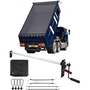 Duty Dump Truck Tarp Roller Kit with 7'x16' Mesh Tarp Hand Crank Tarp Roller Kit Adjustable Width Up to 113'' Aluminum Alloy Rust-Resistant with Complete Accessories for Dump Truck&Trailer in Kuwait