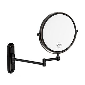 GURUN 8-Inch Wall Mount Makeup Mirror with 20X Magnification for Bathroom - 360° Rotation & Extended Arm Oil-Rubbed Bronze Dual-Sided Bathroom Mirror for Makeup, Skincare M1207T(8in,20X) in Kuwait