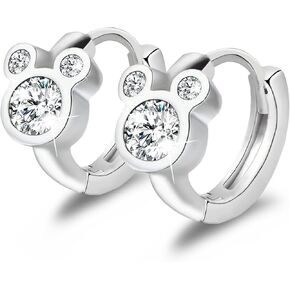 أقراط الفأر العصرية من الفضة الإسترليني حلق هوجي هوب مكعب زركونيا حلق أنيق مطلي بالذهب الأبيض مجوهرات مضادة للحساسية هدية عيد ميلاد للنساء in Kuwait