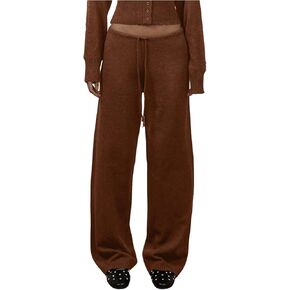 MakeMeChic Women's Drawstring Straight Leg Pants Vintage Low Waisted Fall Trousers Streetwear in Kuwait