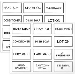 24 PCS Waterproof Labels for Bottles Bathroom Labels Shampoo Label Waterproof White Dish Soap for Bottles Travel Hand Soap Sticker for Bottle Soaps Shampoo in Kuwait