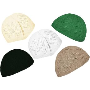 Hat Muslim Wholesale Kofi Lot of 3 Pcs Colors Kufi Koofi Topi Cotton Turkish Skull Cap Muslim Islamic Prayer Takke Knit Style Helmet Liner Caps for Men Multicolor in Kuwait