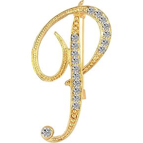 26 حرف الأبجدية الأحرف الأولى مطلية بالذهب معدن طية صدر السترة دبوس طوق كريستال بروش دبوس بروش حجر الراين in Kuwait