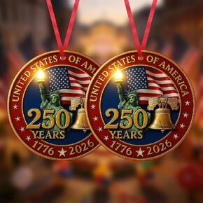 United States 250th Anniversary Ornament, America 250 Merchandise, 2D Acrylic USA 250th Anniversary Merchandise,Gift for Us Citizens, Patriotic Collectors in Kuwait