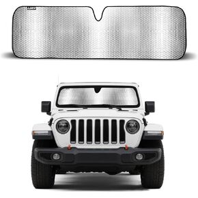 Upgrade Windshield Sun Shade for Jeep Wrangler JL & Gladiator JT 2/4 Door 2018-2026,Reflective Aluminum Film Front Window Sun Shade Sun Protector Accessories for Jeep Wrangler with Storage Bag in Kuwait