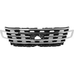 Front Grill Compatible with 2018-2021 Ford Expedition Plastic(ABS) Bumper Grille Chrome Trim Assembly Silvery+Black Replacement for FO1200648 JL1Z8A284AB in Kuwait