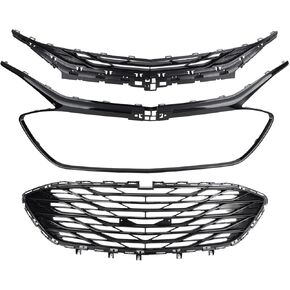 Glossy Black 3PCS Upper Lower Grille Compatible With 2019-2024 Malibu Front Bumper Mesh Upper Lower Black Grille Replacement LSGRCV008B in Kuwait