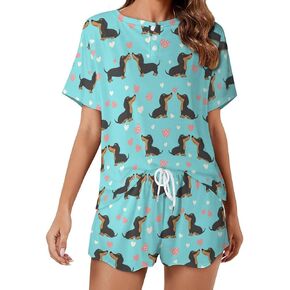 طقم بيجامات نسائي من Dujiea ملابس نوم بأكمام قصيرة، طقم ملابس صالة بيجامات بأكمام قصيرة وسروال قصير مع جيوب S-5XL in Kuwait