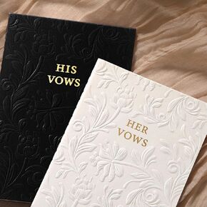 Embossed Wedding Vow Books His and Hers Floral Pattern Vow Books for Wedding Essential Registry Ideas, His and Hers Gifts, White in Kuwait